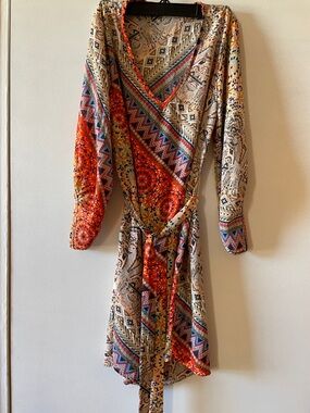 ALLOY Red Multi-Print Boho Mini Dress